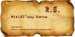 Miklóssy Barna névjegykártya