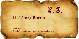 Miklóssy Barna névjegykártya