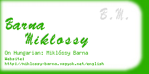 barna miklossy business card